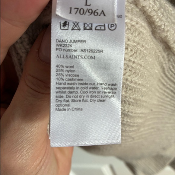 All Saints Light Gray Ribbed Cowl Neck Sweater - Picture 7 of 7